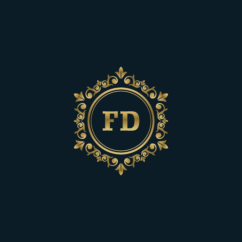 logo lettre fd avec modèle or de luxe. modèle vectoriel de logo d'élégance.