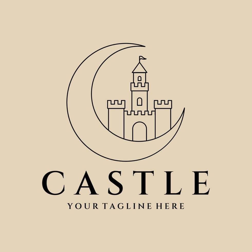 logo d'art de ligne de château, icône et symbole, conception d'illustration vectorielle vecteur
