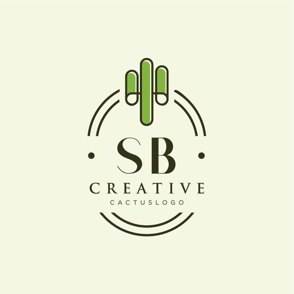 sb lettre initiale cactus vert logo vecteur