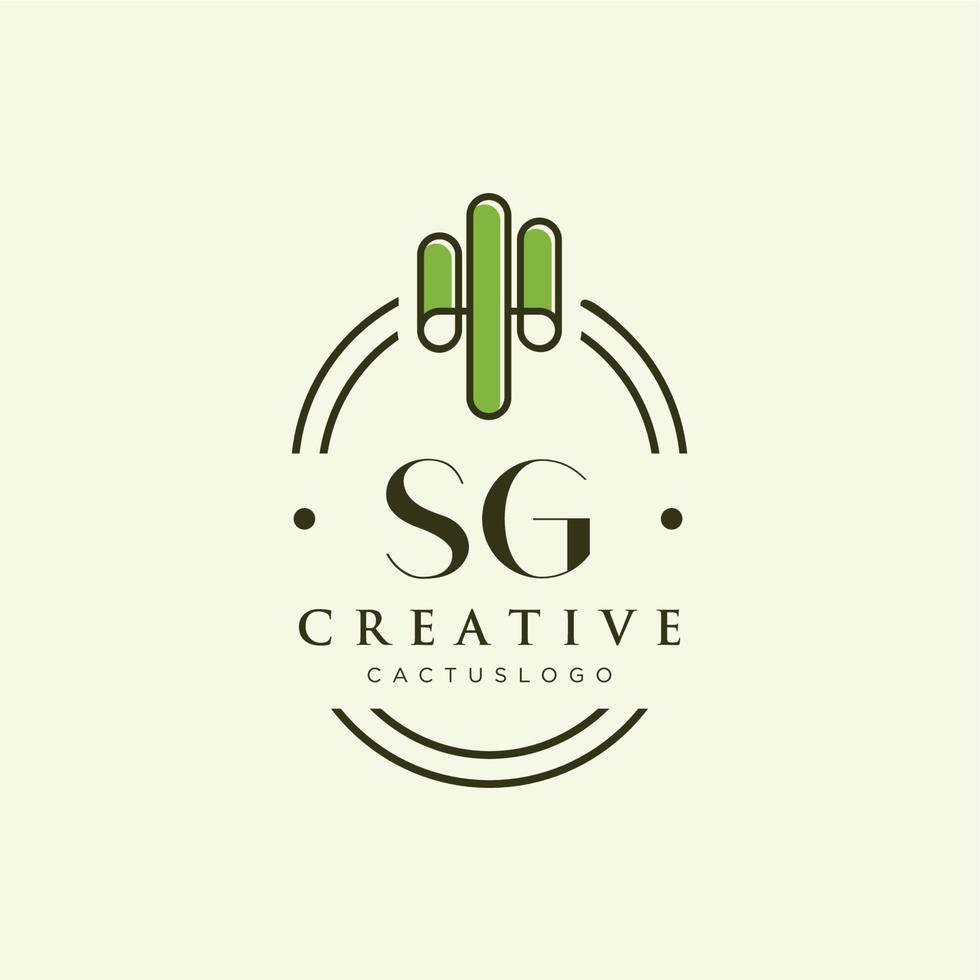 sg lettre initiale vert cactus logo vecteur