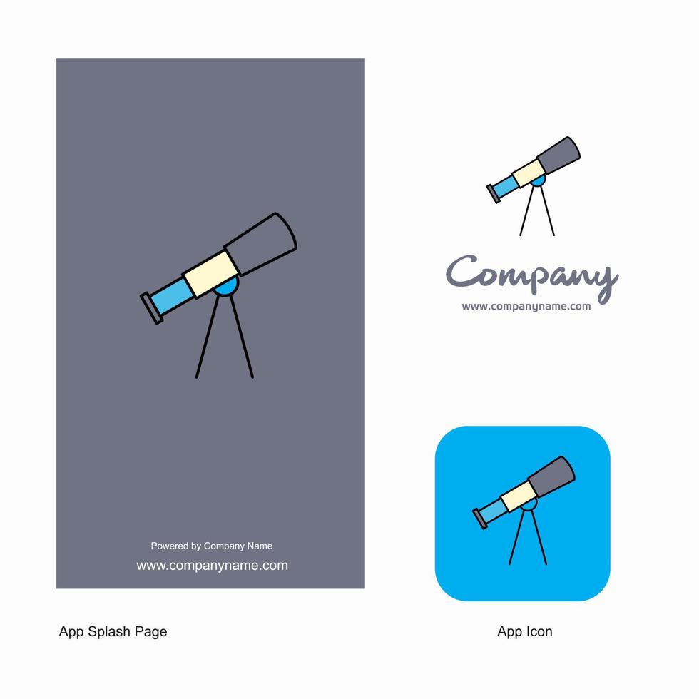 icône de l'application logo de la société de télescope et conception de la page de démarrage éléments de conception de l'application commerciale créative vecteur
