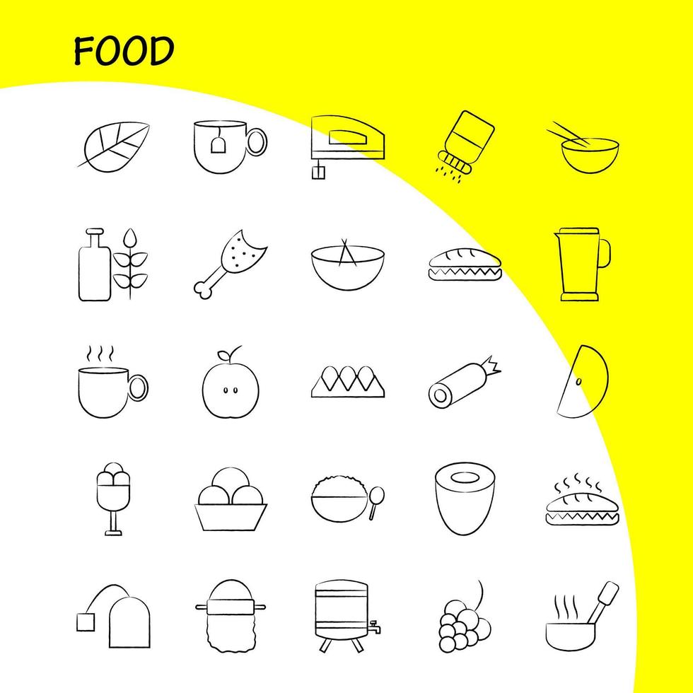 ensemble d'icônes dessinées à la main de nourriture pour infographie kit uxui mobile et conception d'impression comprennent pot cuisine repas bouilloire thé collection de repas de nourriture infographie moderne logo et pictogramme vecteur