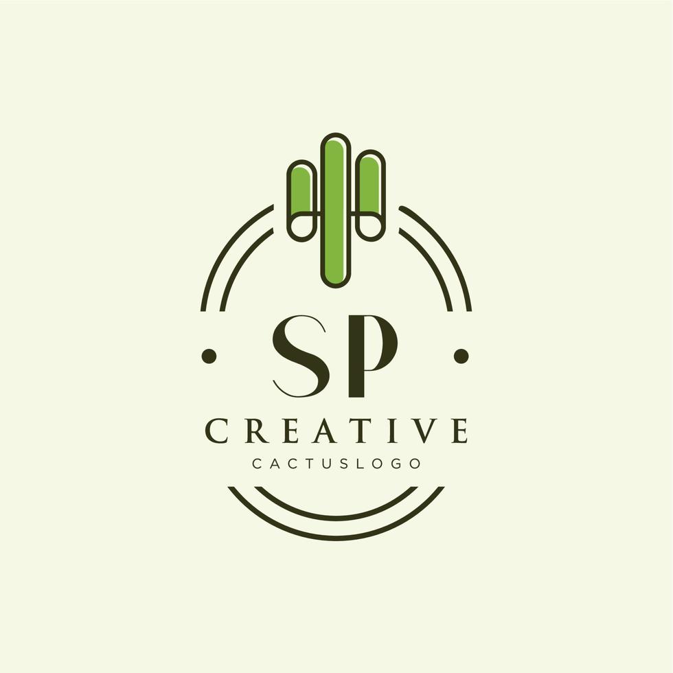 sp lettre initiale cactus vert logo vecteur