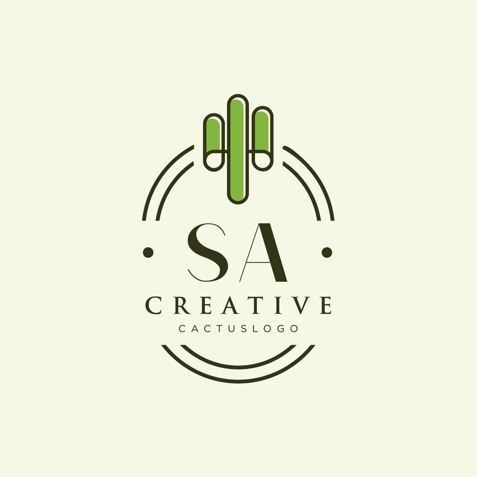 sa lettre initiale vert cactus logo vecteur