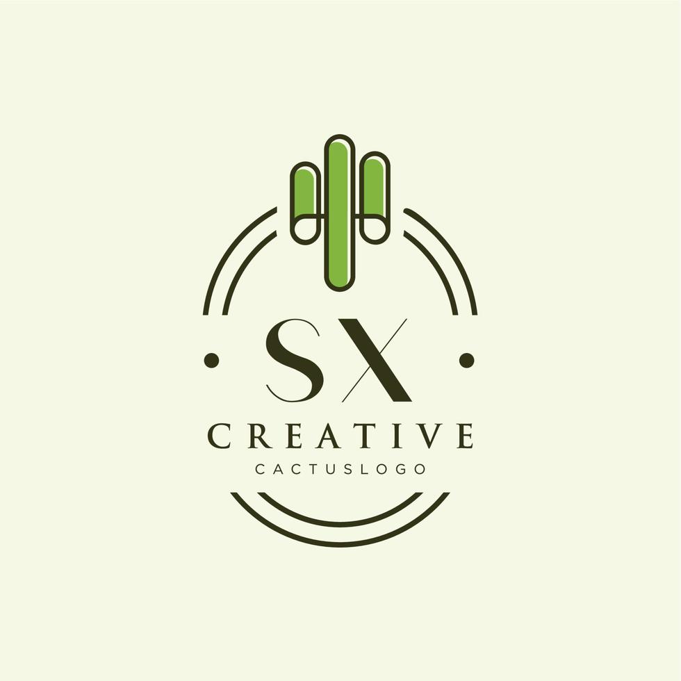 sx lettre initiale cactus vert logo vecteur