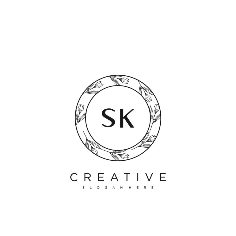 sk lettre initiale fleur logo modèle vecteur art vectoriel premium