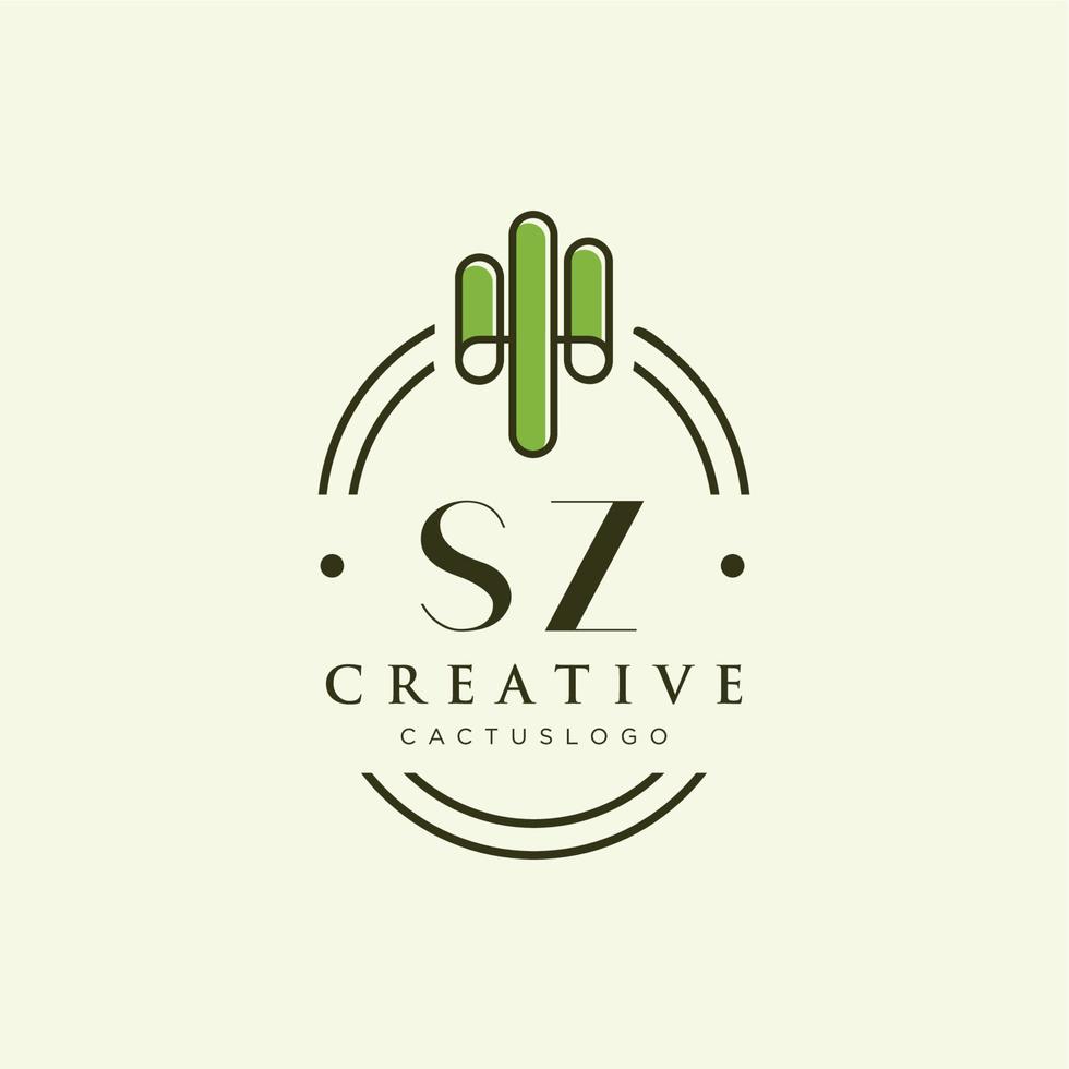 sz lettre initiale cactus vert logo vecteur