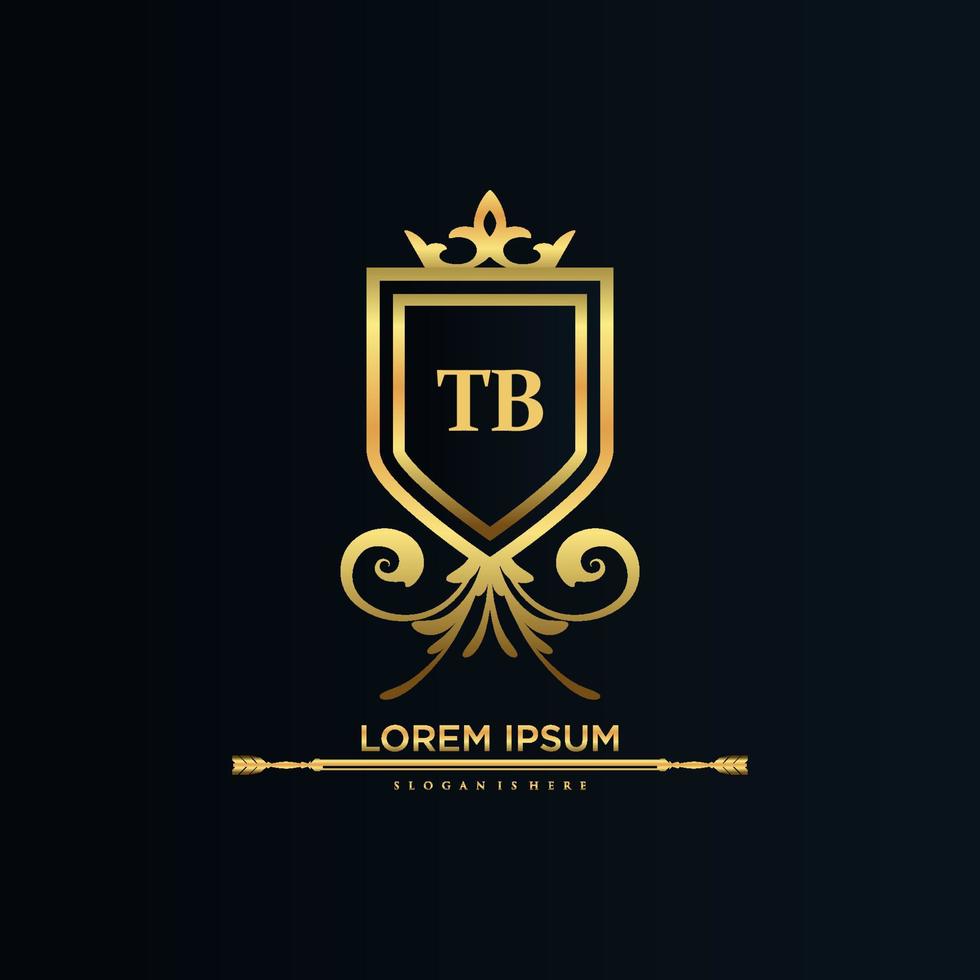 lettre tb initiale avec modèle royal.élégant avec vecteur de logo de couronne, illustration vectorielle de lettrage créatif logo.