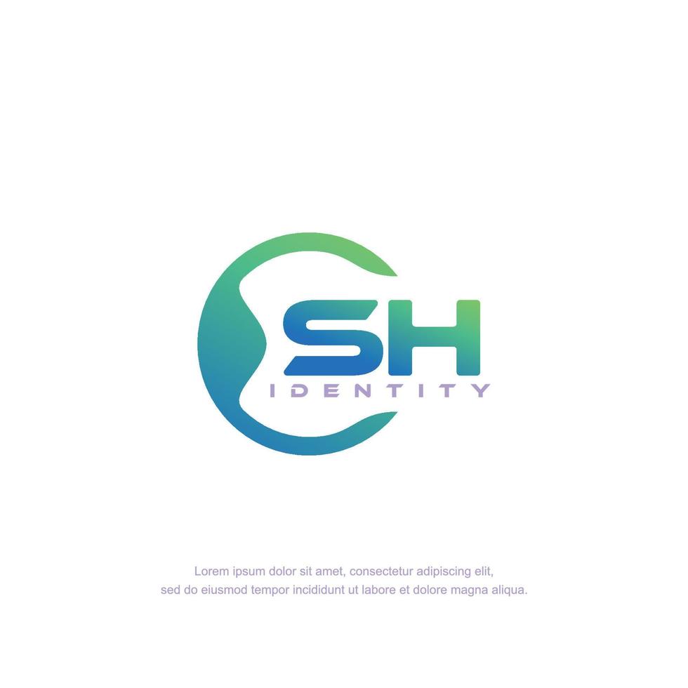 sh lettre initiale ligne circulaire modèle de logo vecteur avec dégradé de couleurs