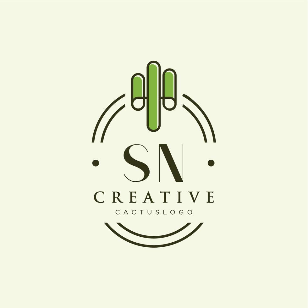 sn lettre initiale vert cactus logo vecteur