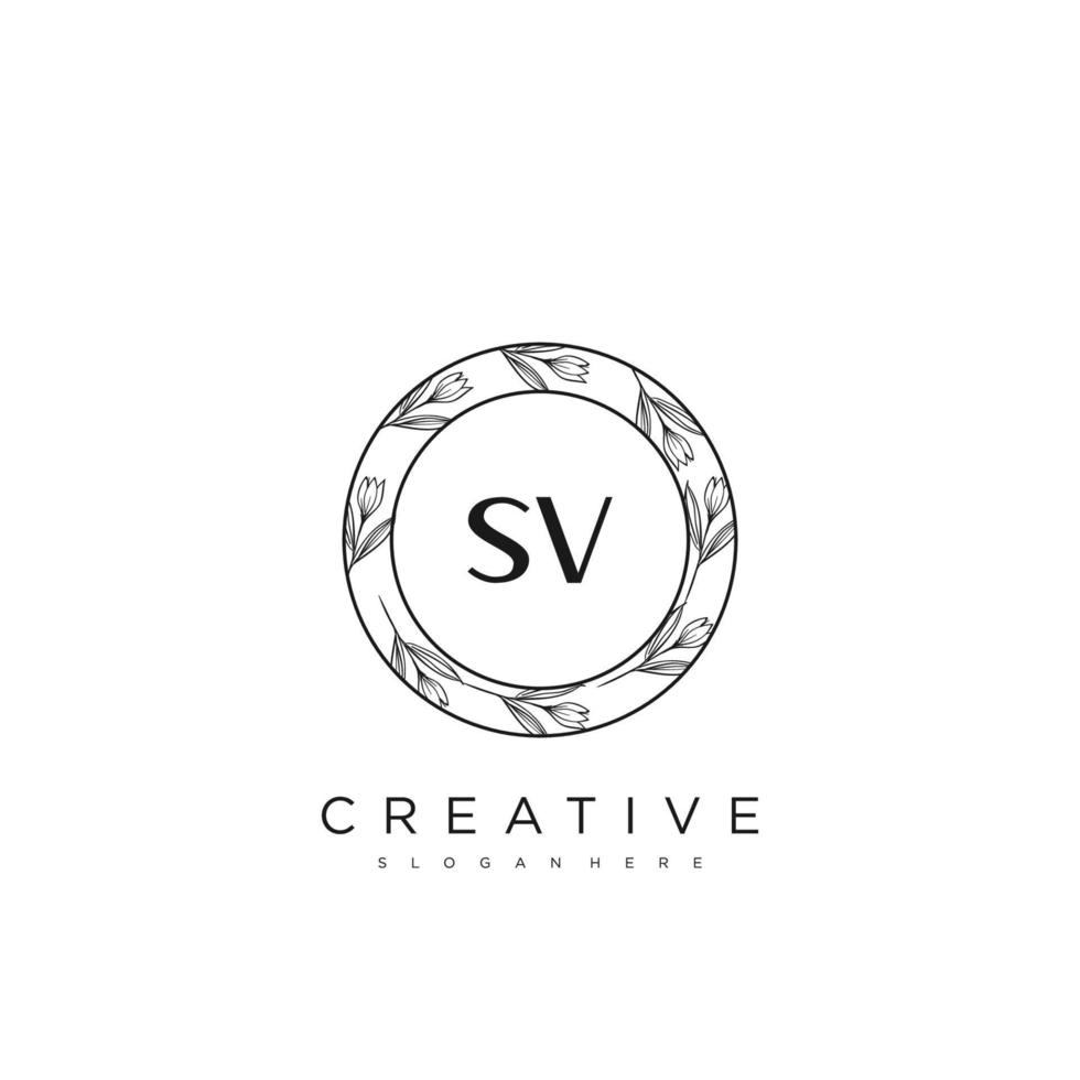 sv lettre initiale fleur logo modèle vecteur art vectoriel premium