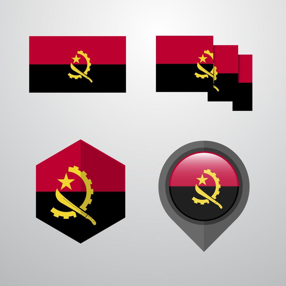drapeau angola, conception, ensemble, vecteur