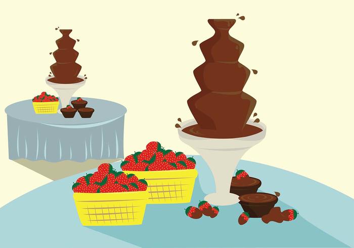 Dessert Table Chocolate Fountain Vector