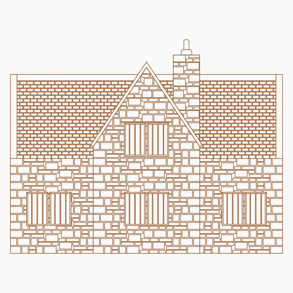 vue latérale modifiable illustration vectorielle de construction de maisons anglaises traditionnelles dans le style de contour pour la tradition culturelle de l'angleterre et la conception liée à l'histoire vecteur
