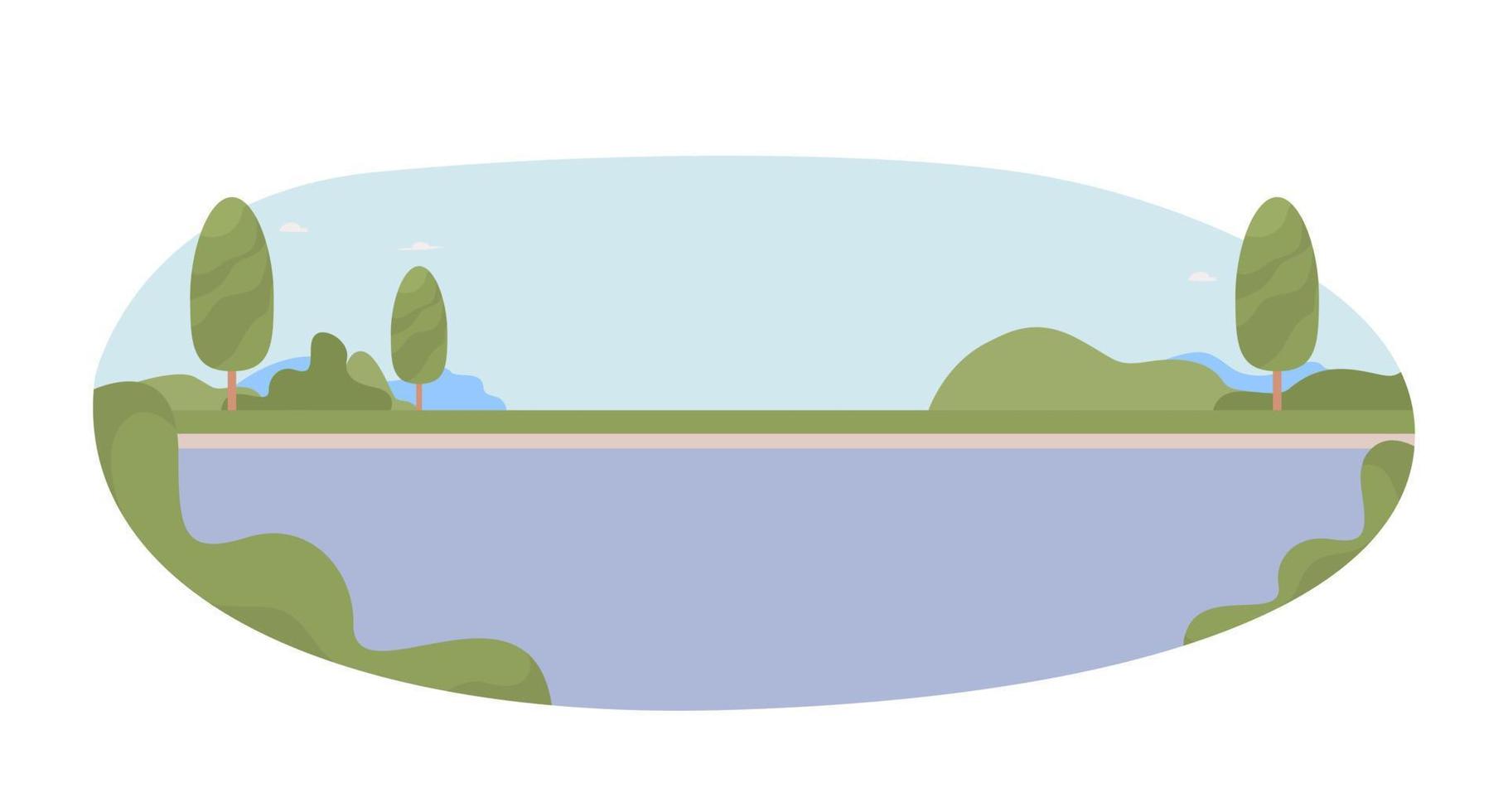 illustration isolée du vecteur 2d de l'autoroute interurbaine. plantes en bordure de route objets plats sur fond de dessin animé. scène modifiable colorée d'infrastructure interurbaine pour mobile, site Web, présentation