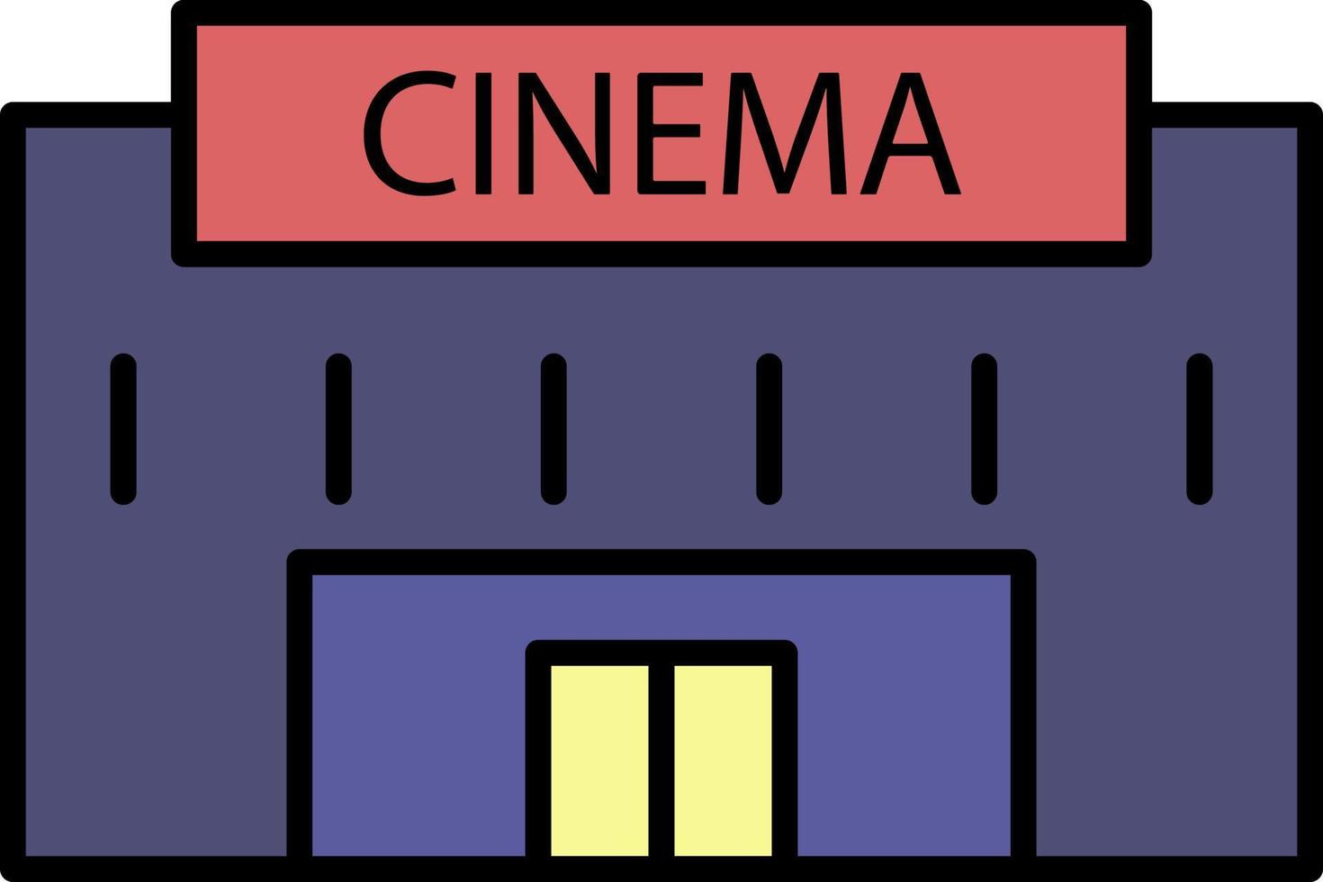 icône de couleur de construction de cinéma vecteur