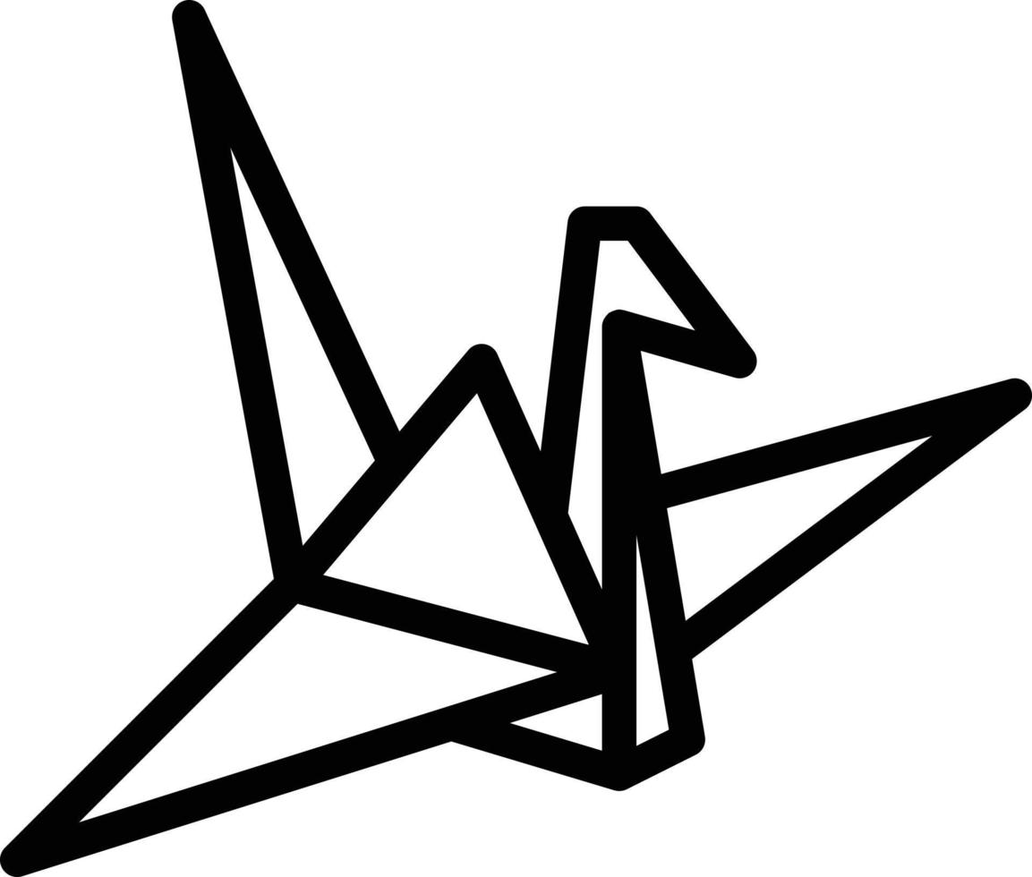 oiseau en papier origami old school - icône de contour vecteur