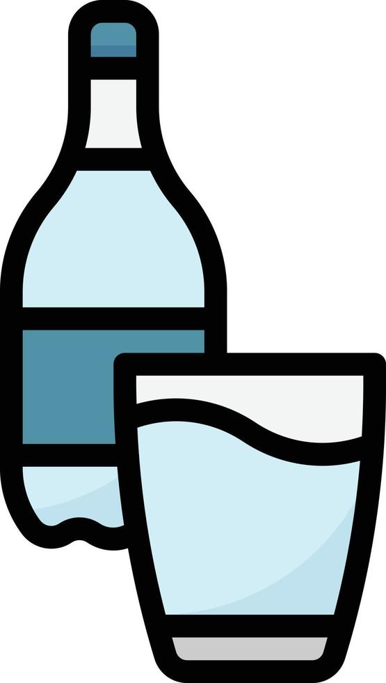 Boisson en verre bouteille d'eau potable - icône de contour rempli vecteur
