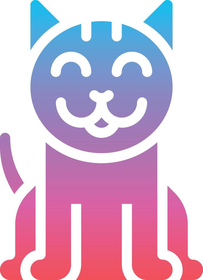 Sourire canin de chat de compagnie - icône solide de gradient vecteur