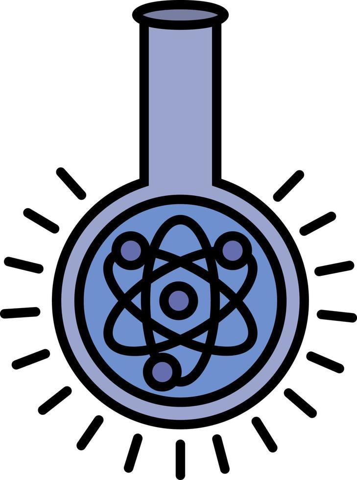 flacon de laboratoire avec icône de couleur de contour d'atome vecteur