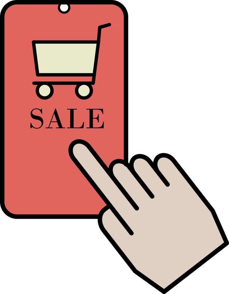 téléphone, main, icône de couleur de poussette de magasin vecteur