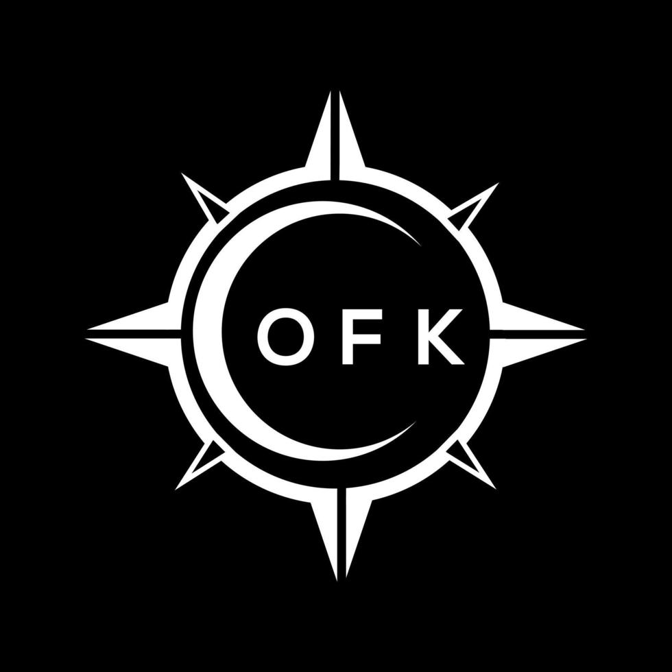 création de logo de réglage de cercle de technologie abstraite ofk sur fond noir. ofk logo de lettre initiales créatives. vecteur