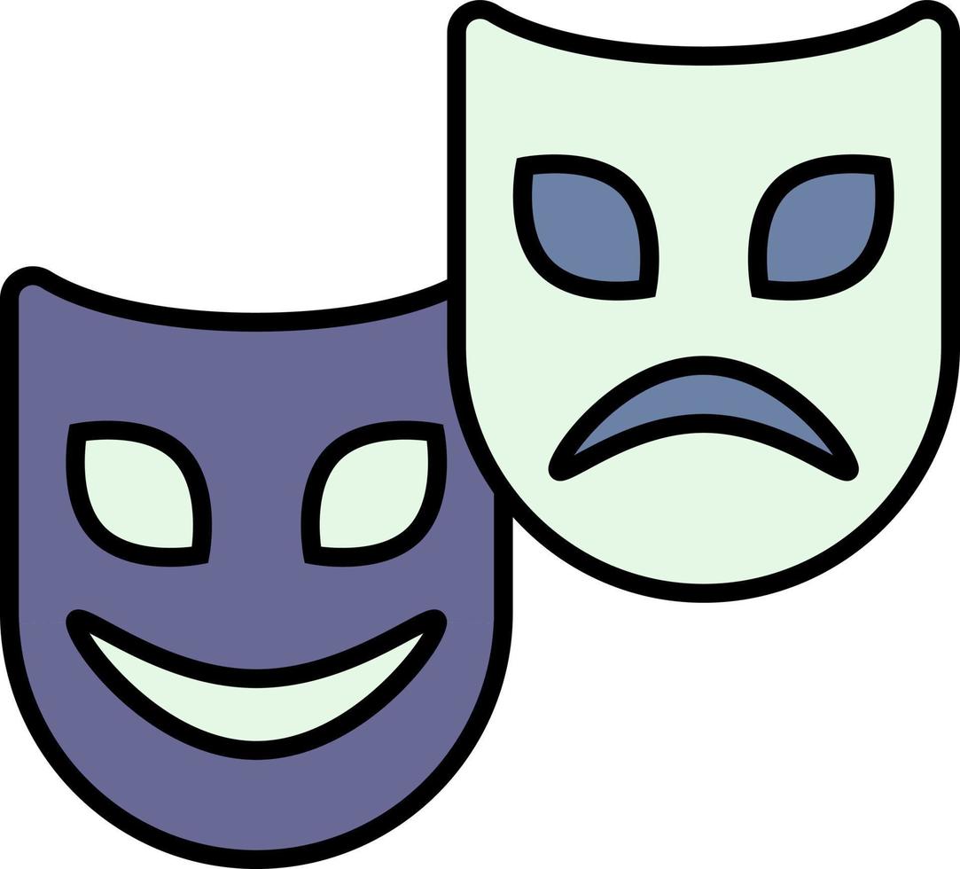 icône de couleur masques mardi gras, comédie et tragédie vecteur