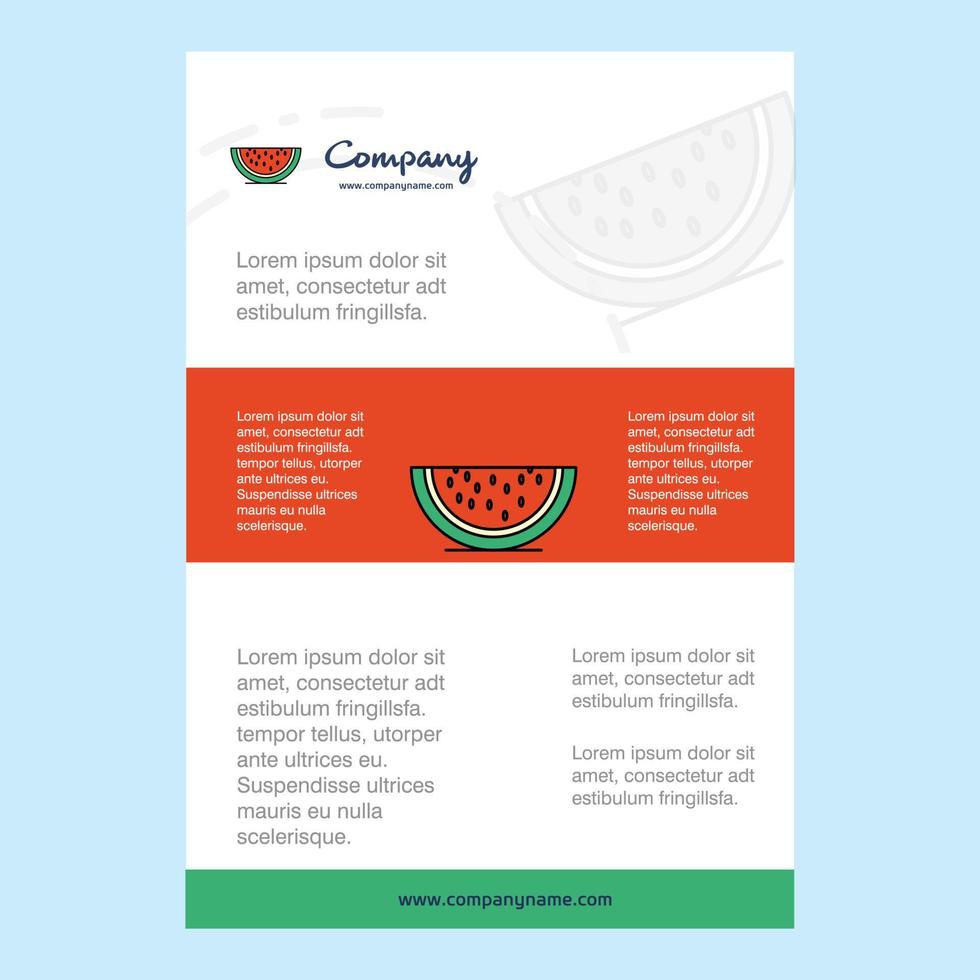 mise en page du modèle pour le profil de la société de melon d'eau présentations du rapport annuel dépliant brochure vecteur fond