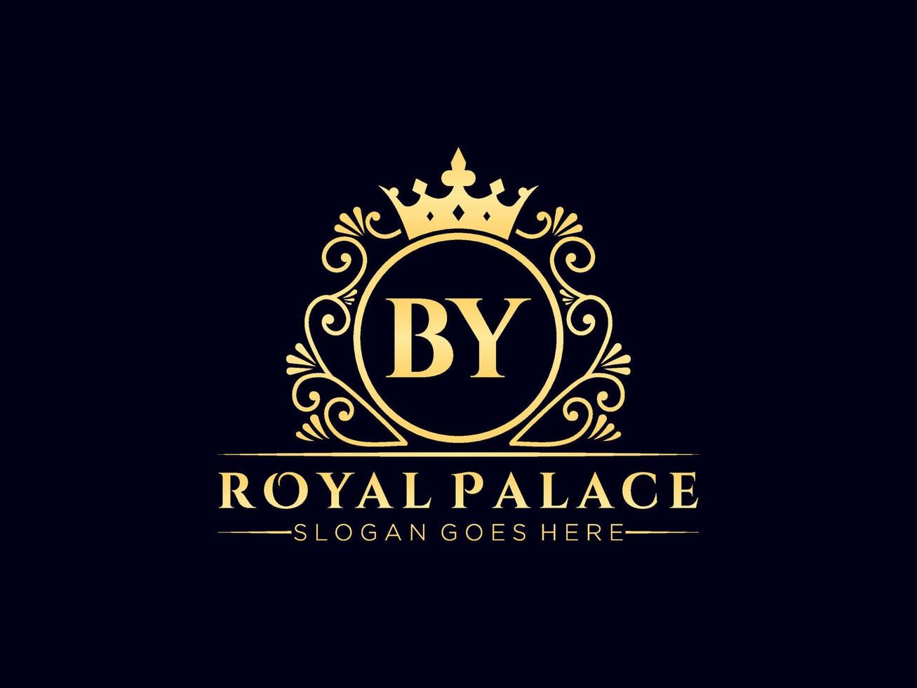 lettre par logo victorien de luxe royal antique avec cadre ornemental. vecteur