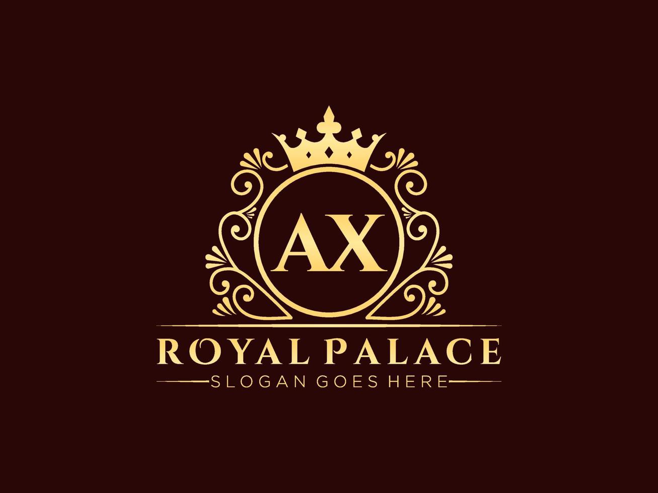 lettre hache logo victorien de luxe royal antique avec cadre ornemental. vecteur