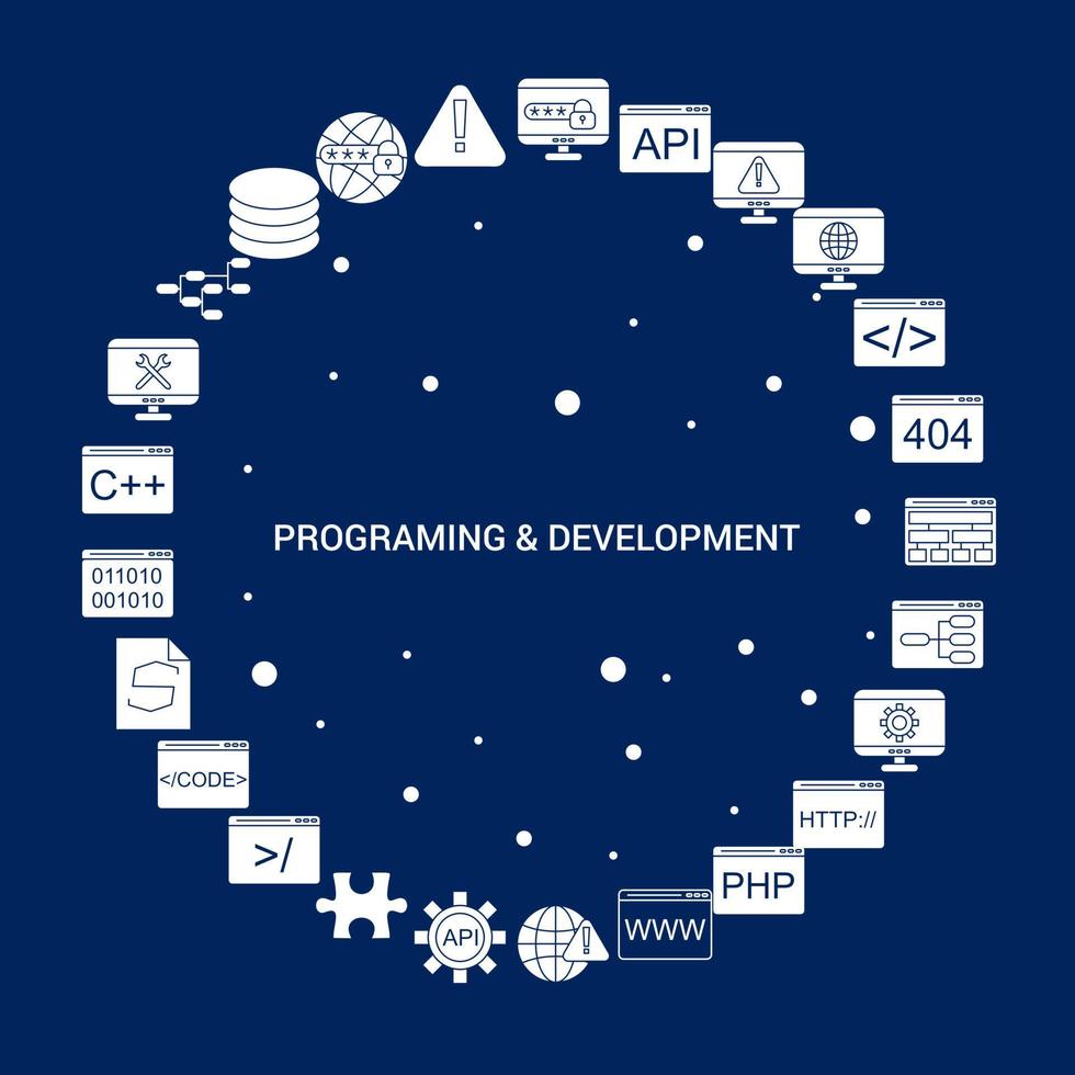 programmation créative et fond d'icône de développement vecteur