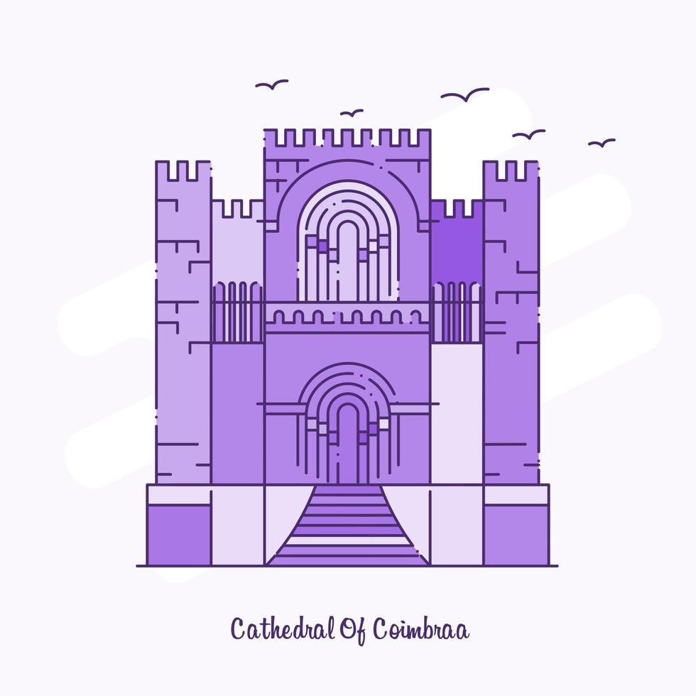 cathédrale de coimbraa vue illustration vectorielle de la ligne pointillée violette vecteur
