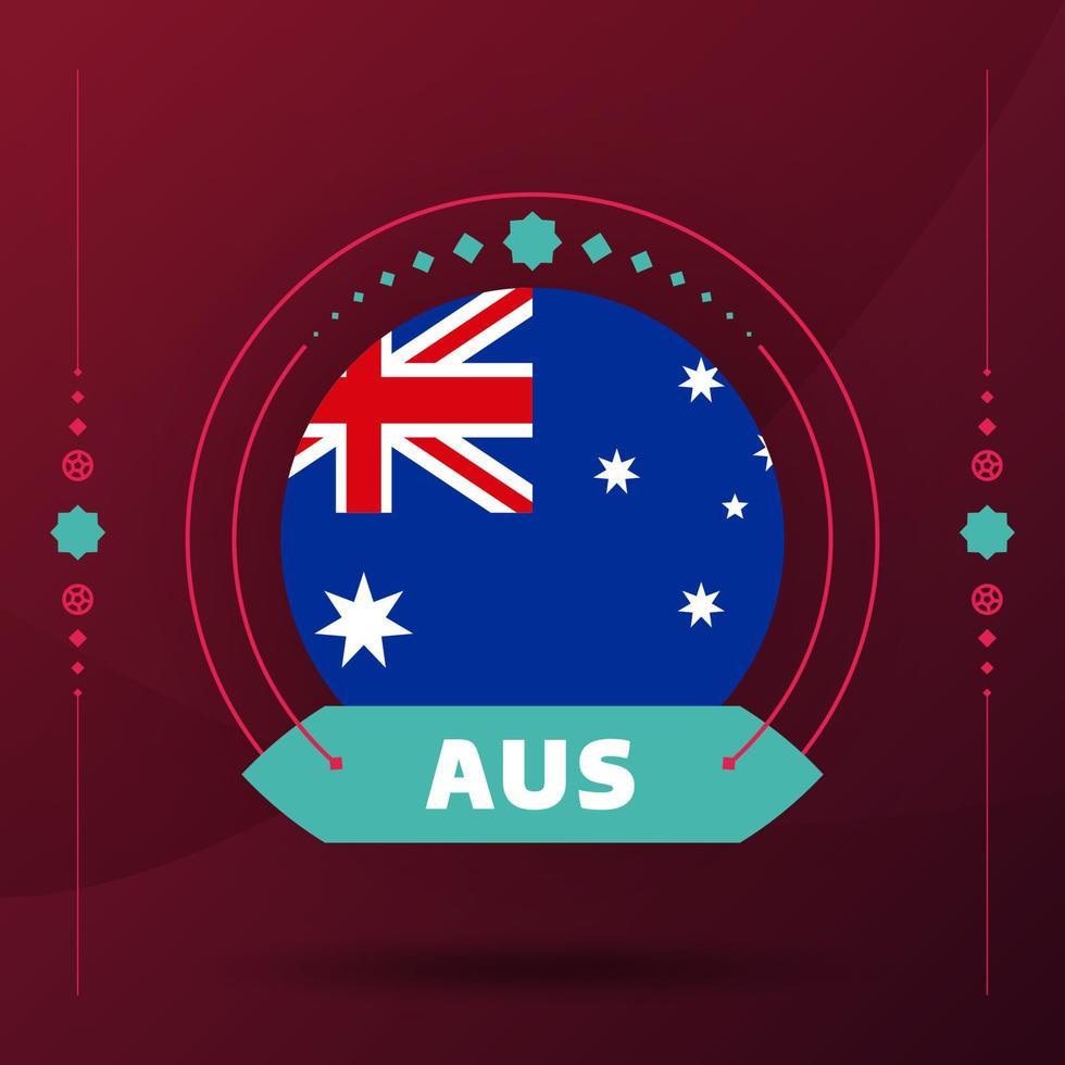 drapeau australien pour le tournoi de coupe de football 2022. drapeau de l'équipe nationale isolée avec des éléments géométriques pour l'illustration vectorielle de football ou de football 2022 vecteur