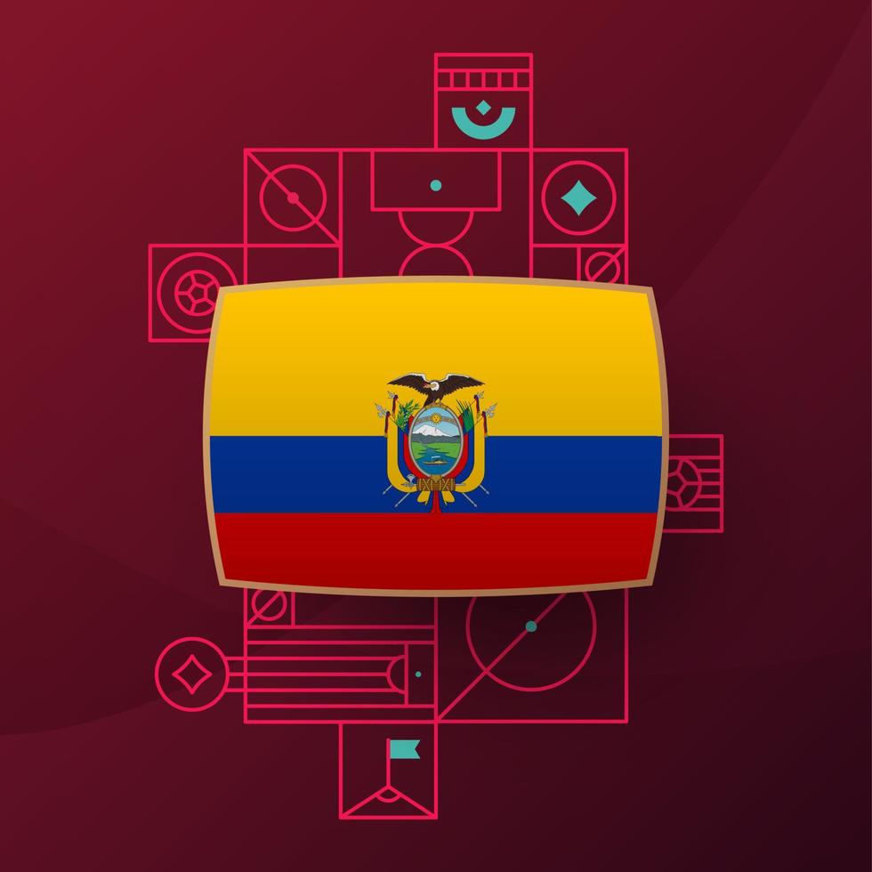 drapeau de l'équateur pour le tournoi de coupe de football 2022. drapeau de l'équipe nationale isolée avec des éléments géométriques pour l'illustration vectorielle de football ou de football 2022 vecteur