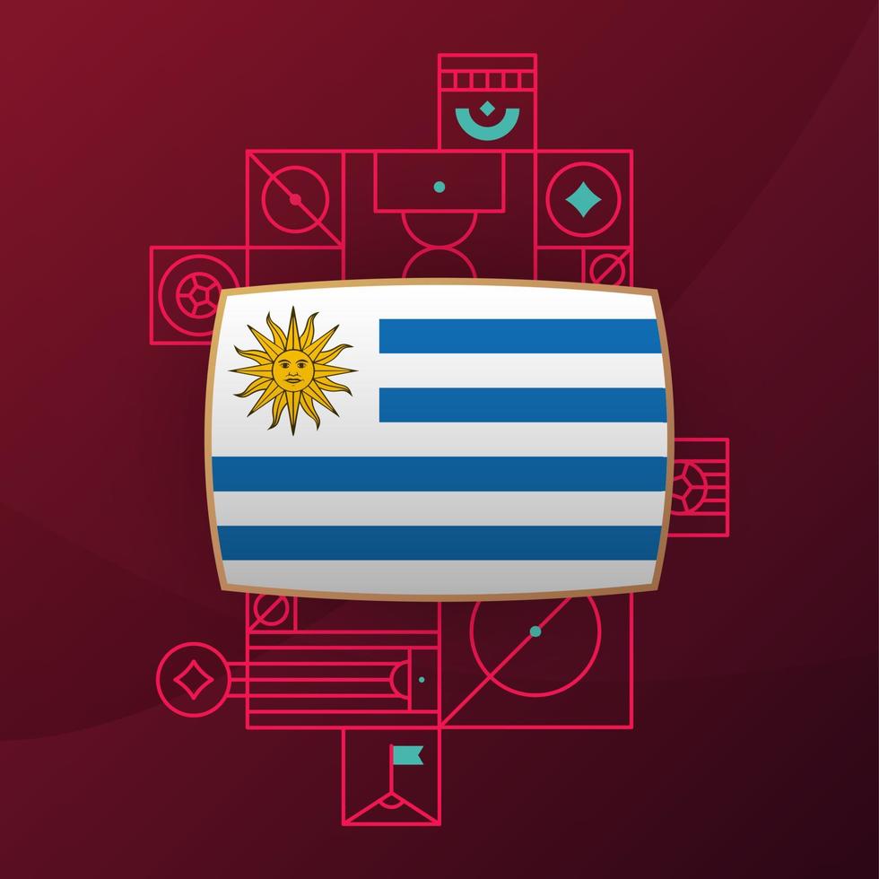 drapeau uruguay pour le tournoi de coupe de football 2022. drapeau de l'équipe nationale isolée avec des éléments géométriques pour l'illustration vectorielle de football ou de football 2022 vecteur