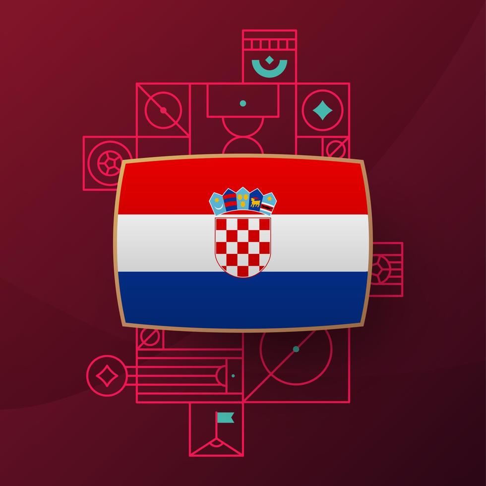 drapeau croatie pour le tournoi de coupe de football 2022. drapeau de l'équipe nationale isolée avec des éléments géométriques pour l'illustration vectorielle de football ou de football 2022 vecteur