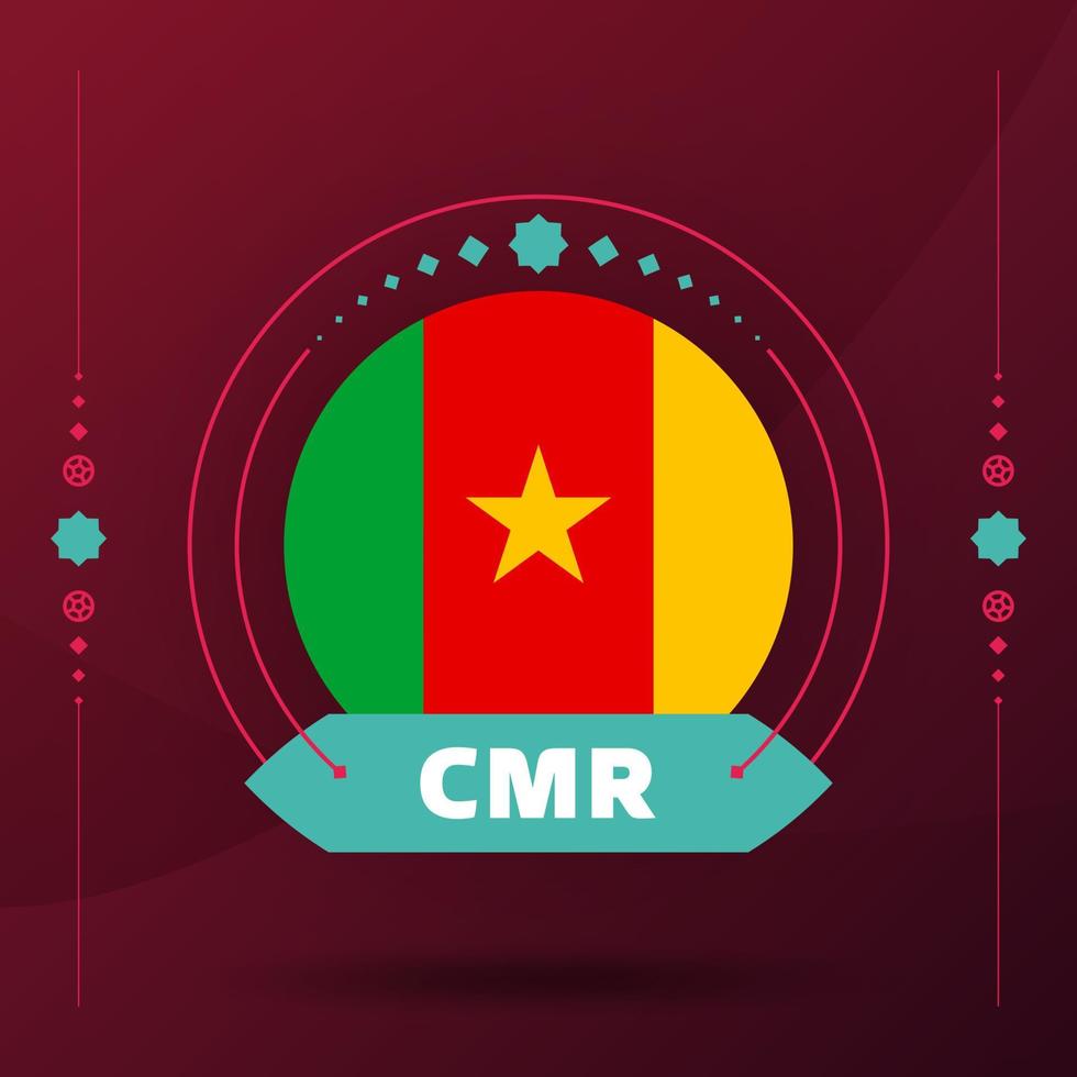 drapeau camerounais pour le tournoi de coupe de football 2022. drapeau de l'équipe nationale isolée avec des éléments géométriques pour l'illustration vectorielle de football ou de football 2022 vecteur