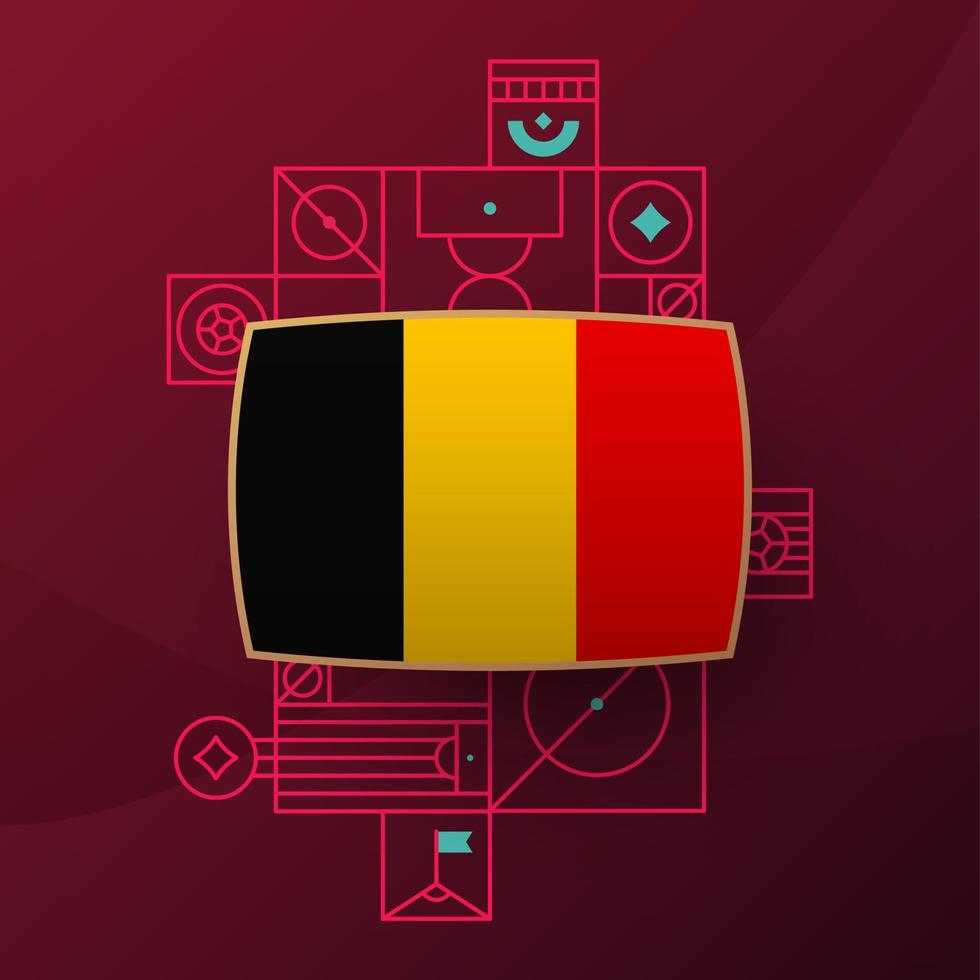 drapeau belge pour le tournoi de coupe de football 2022. drapeau de l'équipe nationale isolée avec des éléments géométriques pour l'illustration vectorielle de football ou de football 2022 vecteur