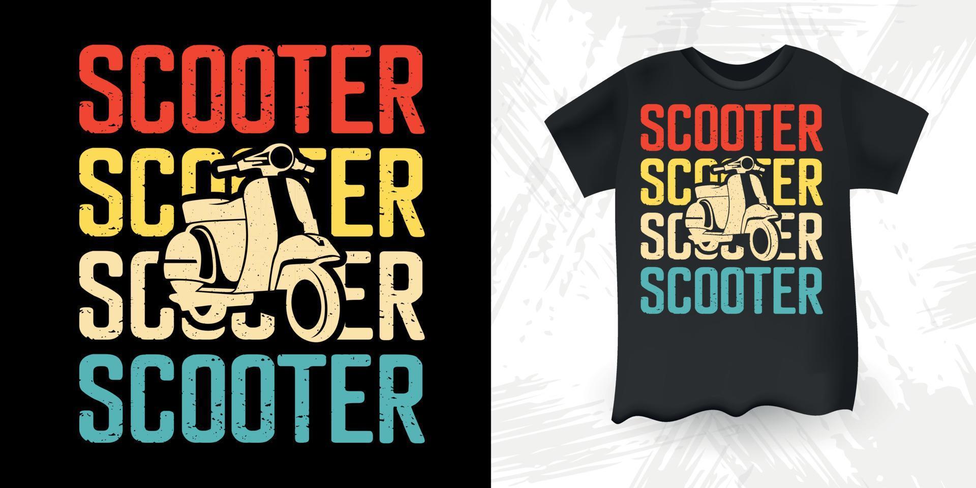 conception de t-shirt de scooter vintage rétro de moto de scooter drôle vecteur