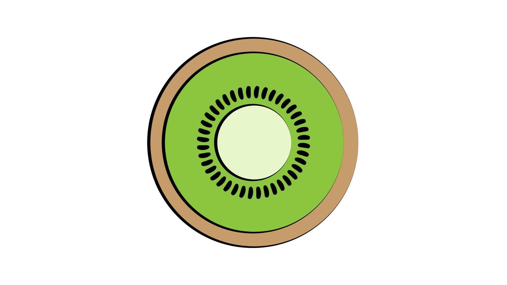 kiwi, kiwi ou groseille chinoise demi-section icône vectorielle de couleur plate pour les applications alimentaires et les sites Web vecteur