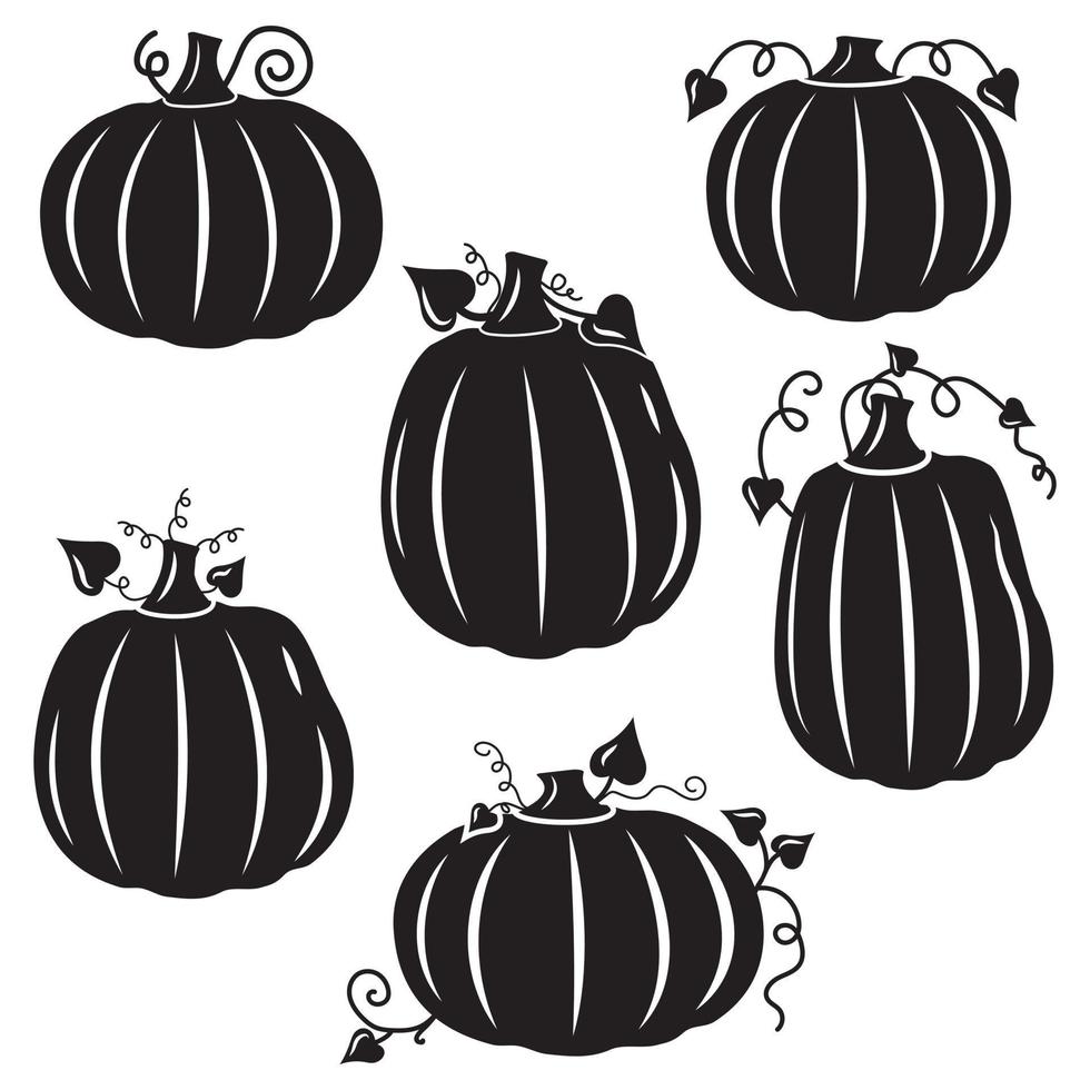 citrouille de légumes d'automne, silhouette noire, icône d'illustration vectorielle isolée vecteur