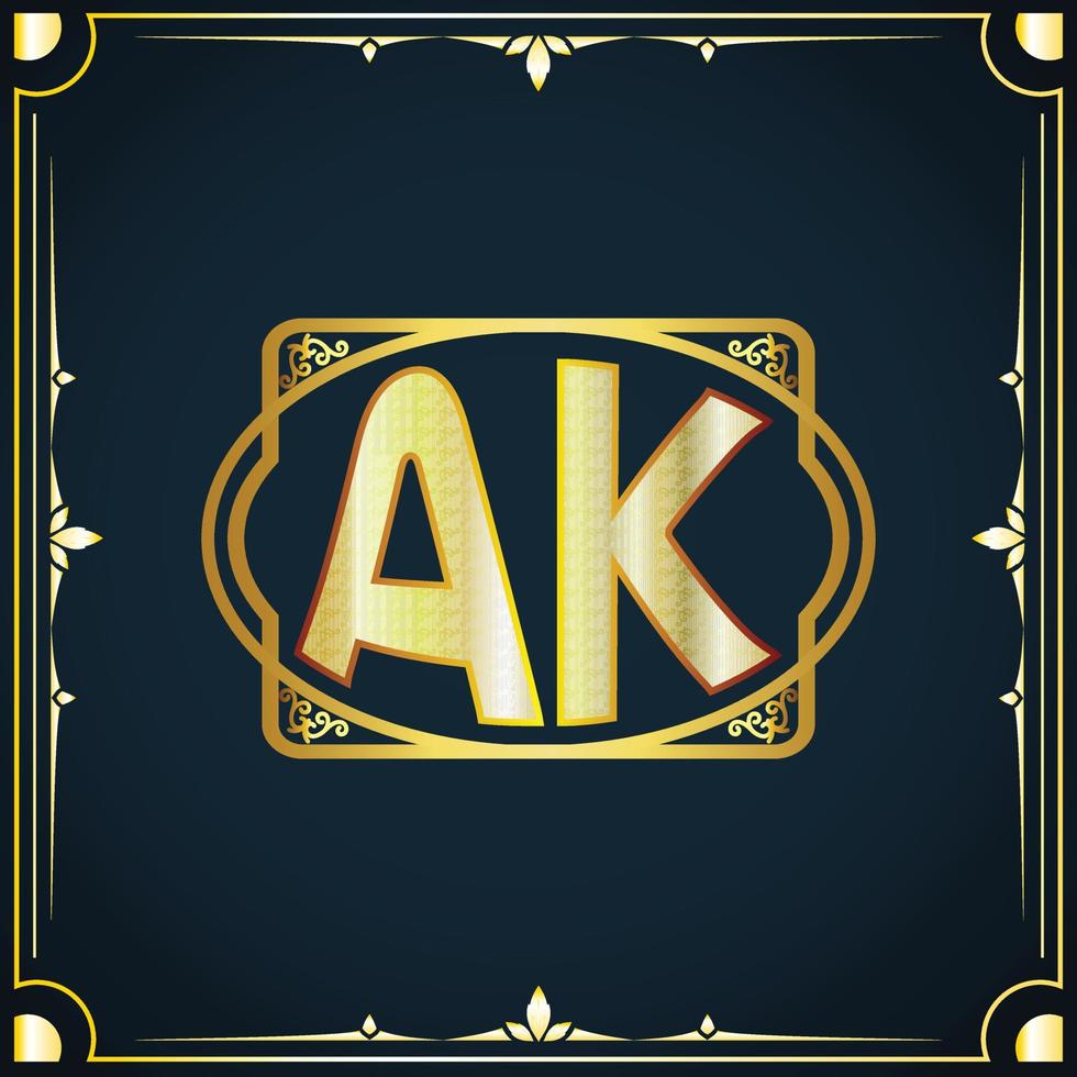 lettre initiale ak modèle de logo de luxe royal vecteur