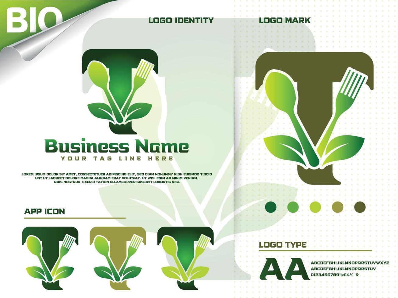 création de logo de lettre t de nourriture saine avec feuille verte créative vecteur