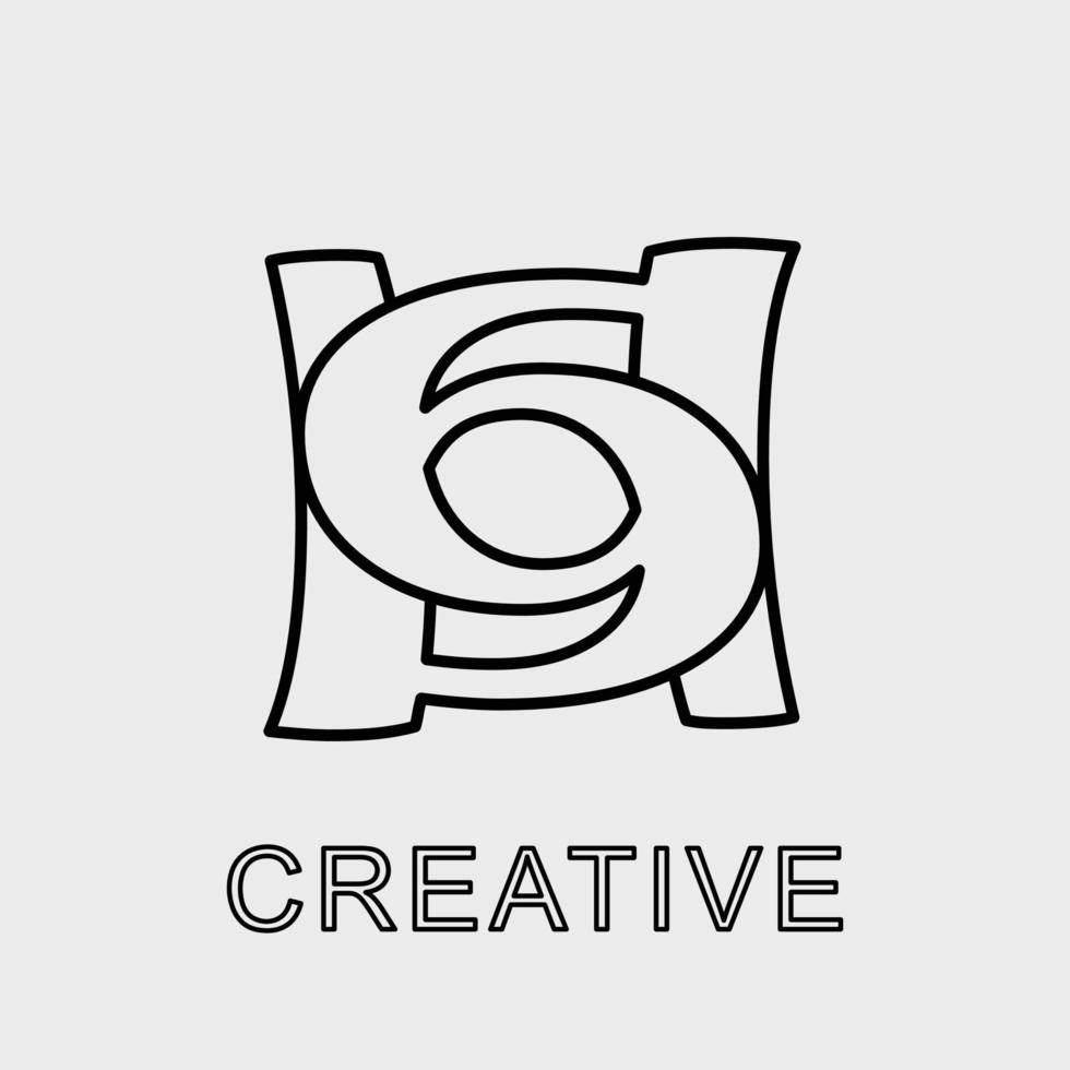 h 69 lettrage initial création de logo de ligne créative vecteur