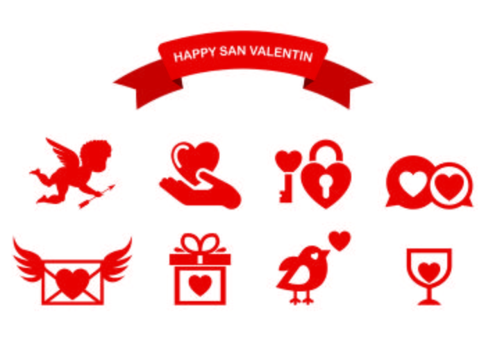 Icônes de Happy San Valentin vecteur