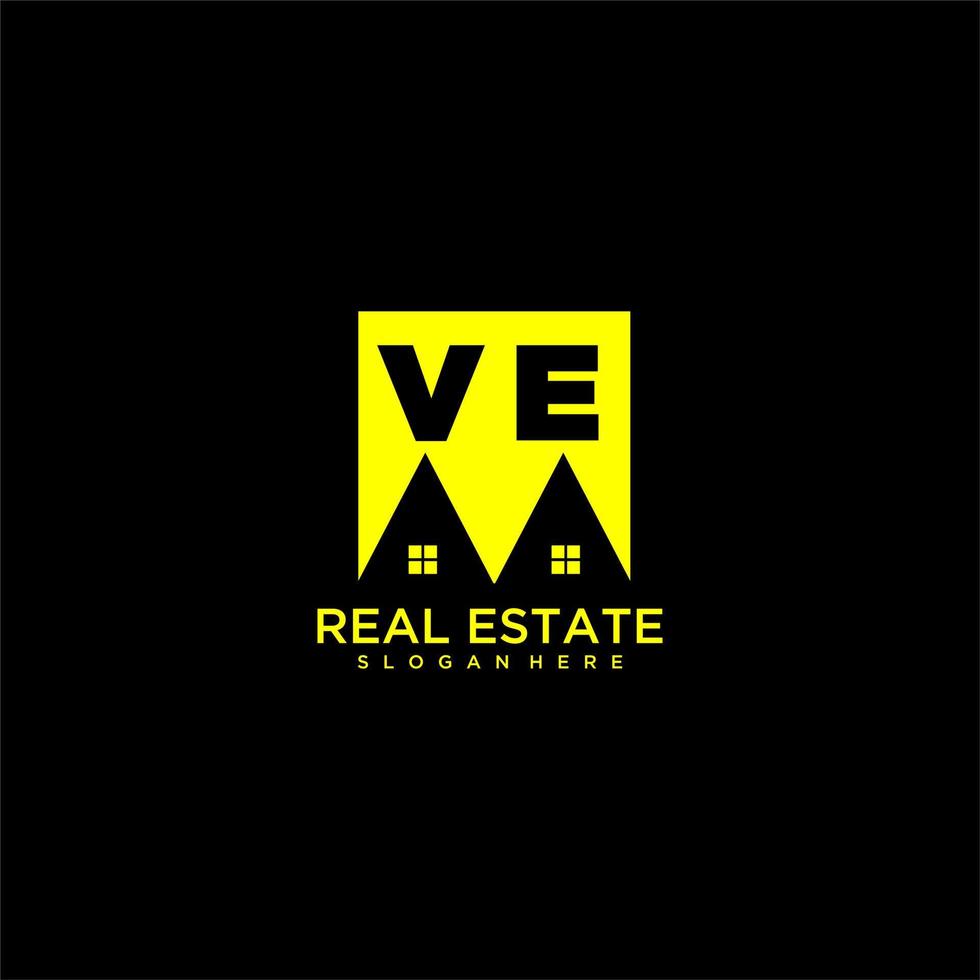 ve logo monogramme initial immobilier dans un style carré vecteur
