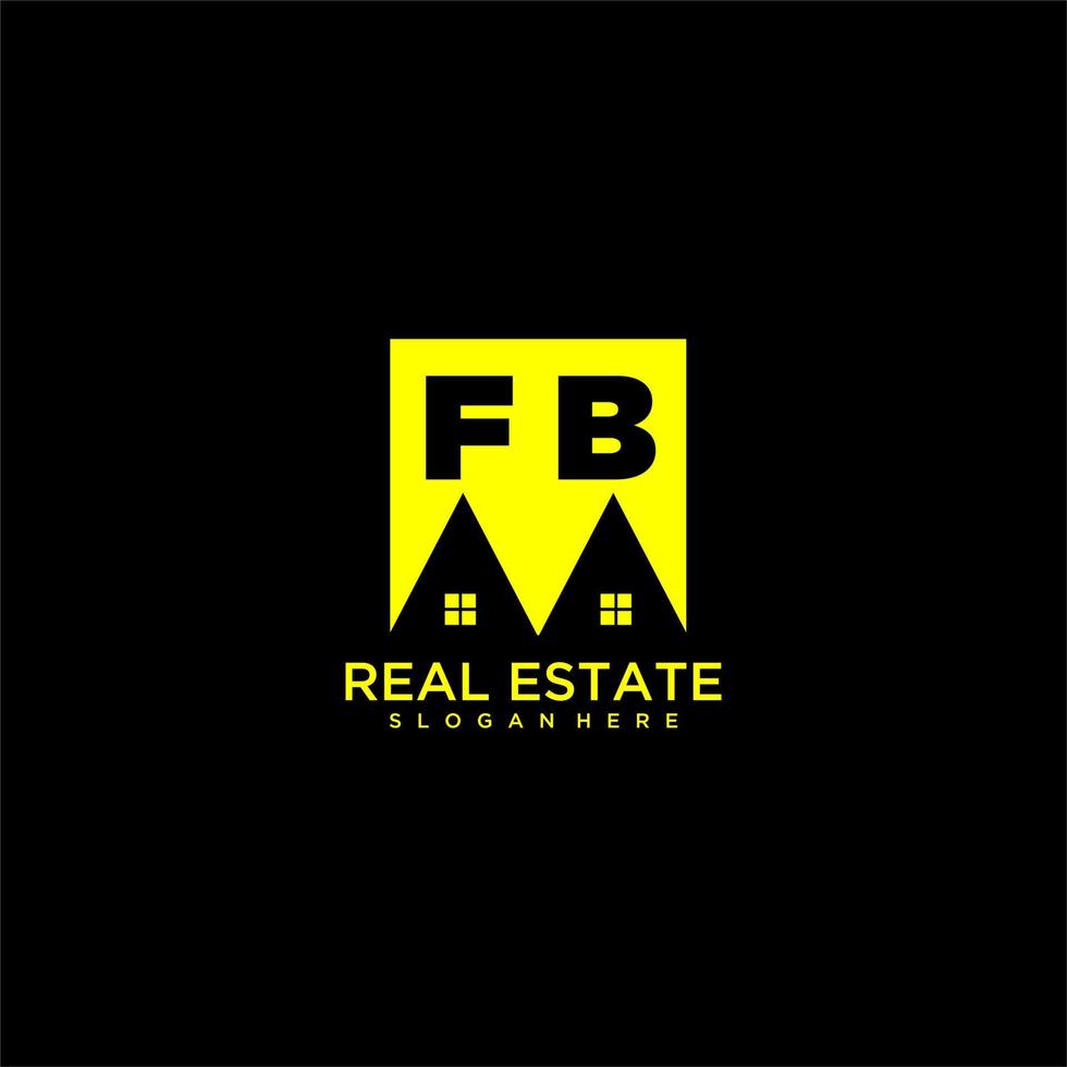 logo monogramme initial fb immobilier dans un style carré vecteur