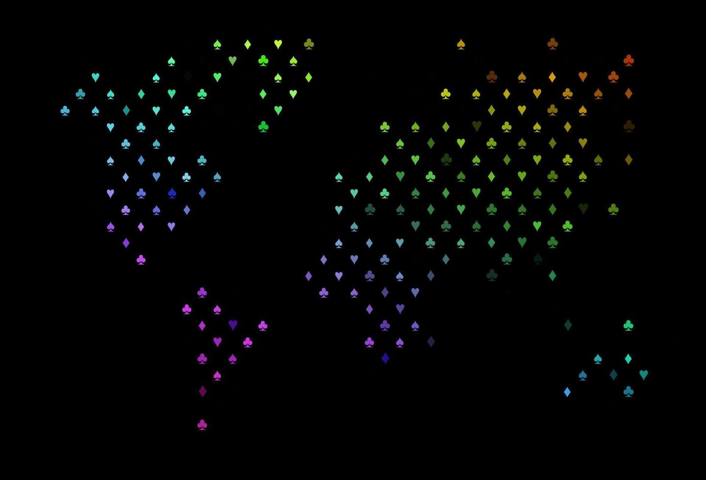 texture vectorielle multicolore foncée, arc-en-ciel avec des cartes à jouer. vecteur
