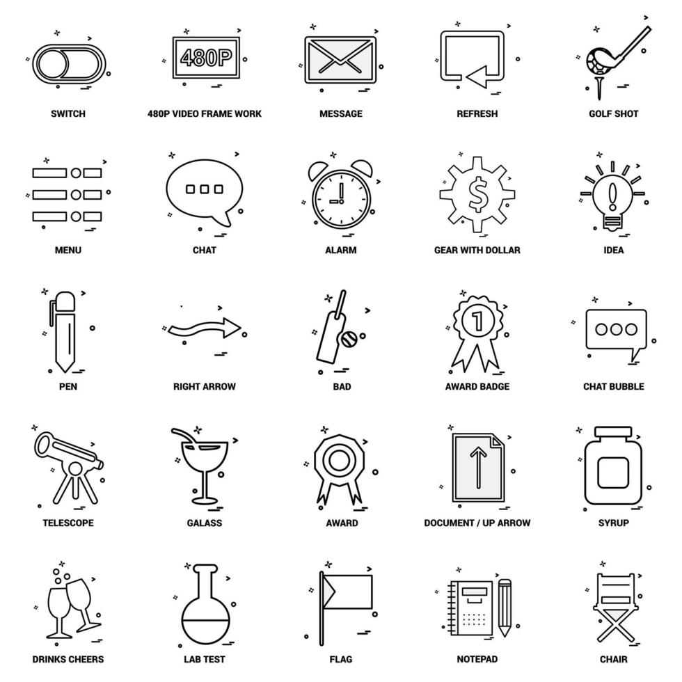 25 jeu d'icônes de ligne de mélange de concept d'entreprise vecteur