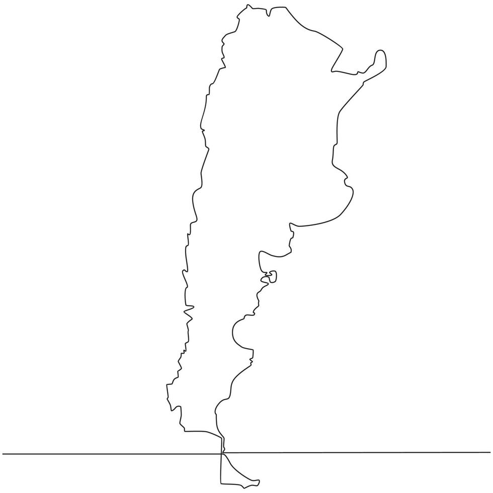 dessin au trait continu de la carte de l'argentine vecteur illustration d'art en ligne